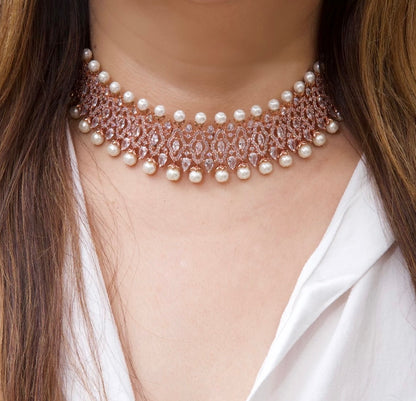 Rosegold Choker Necklace Set