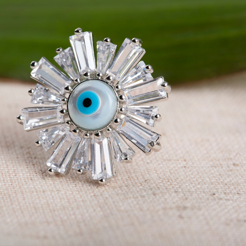 Evil Eye Baguette Stud Earrings