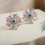 Evil Eye Baguette Stud Earrings