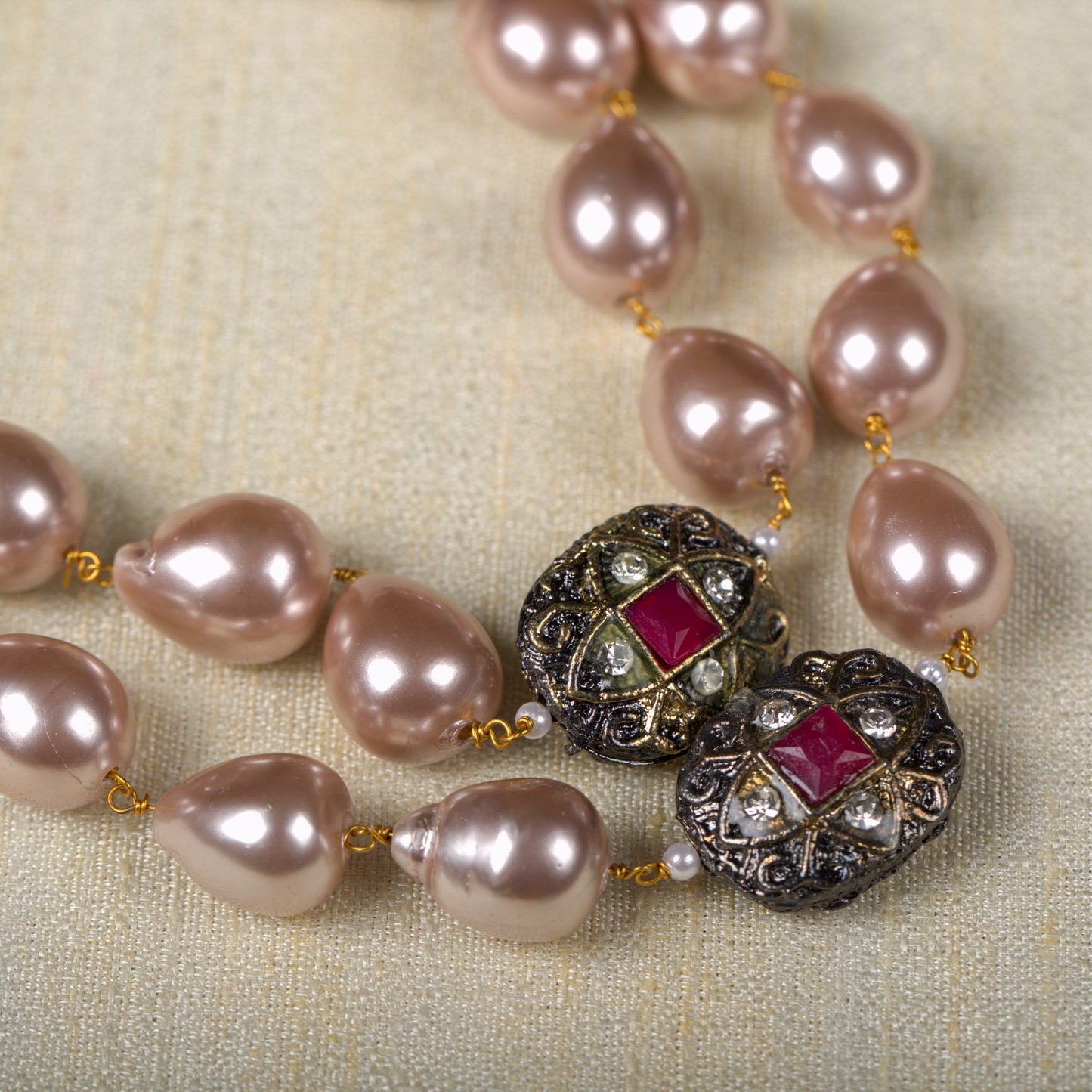 Rosegold Marcasite Balls Necklace