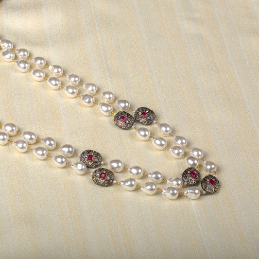 Pearl and Marcasite Balls Necklace Set