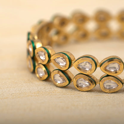 Kundan Double Line Bangle cum Bracelet
