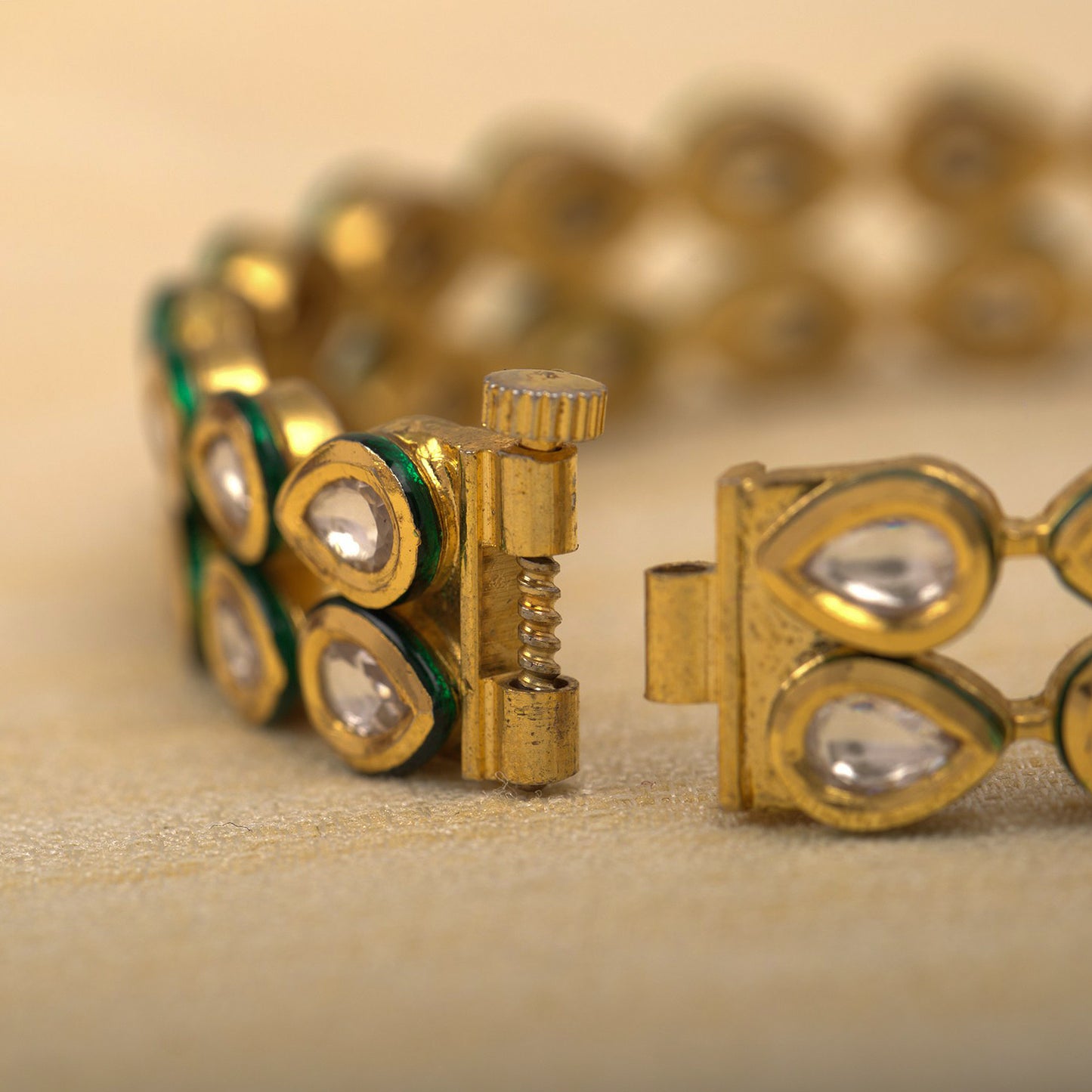 Kundan Double Line Bangle cum Bracelet