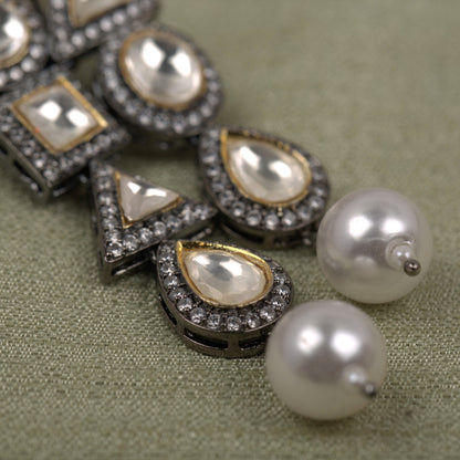 Victorian Polki Pearl Dangler Earrings