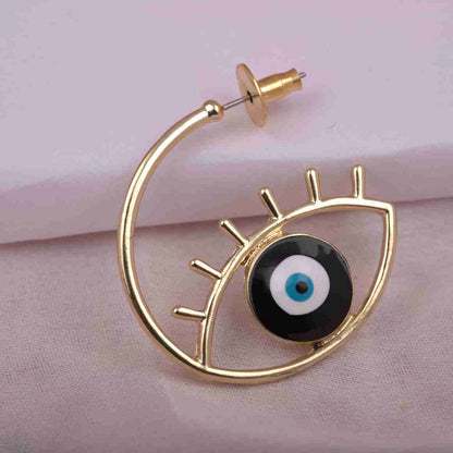 Blue Toned Evil Eye Hoop Earrings