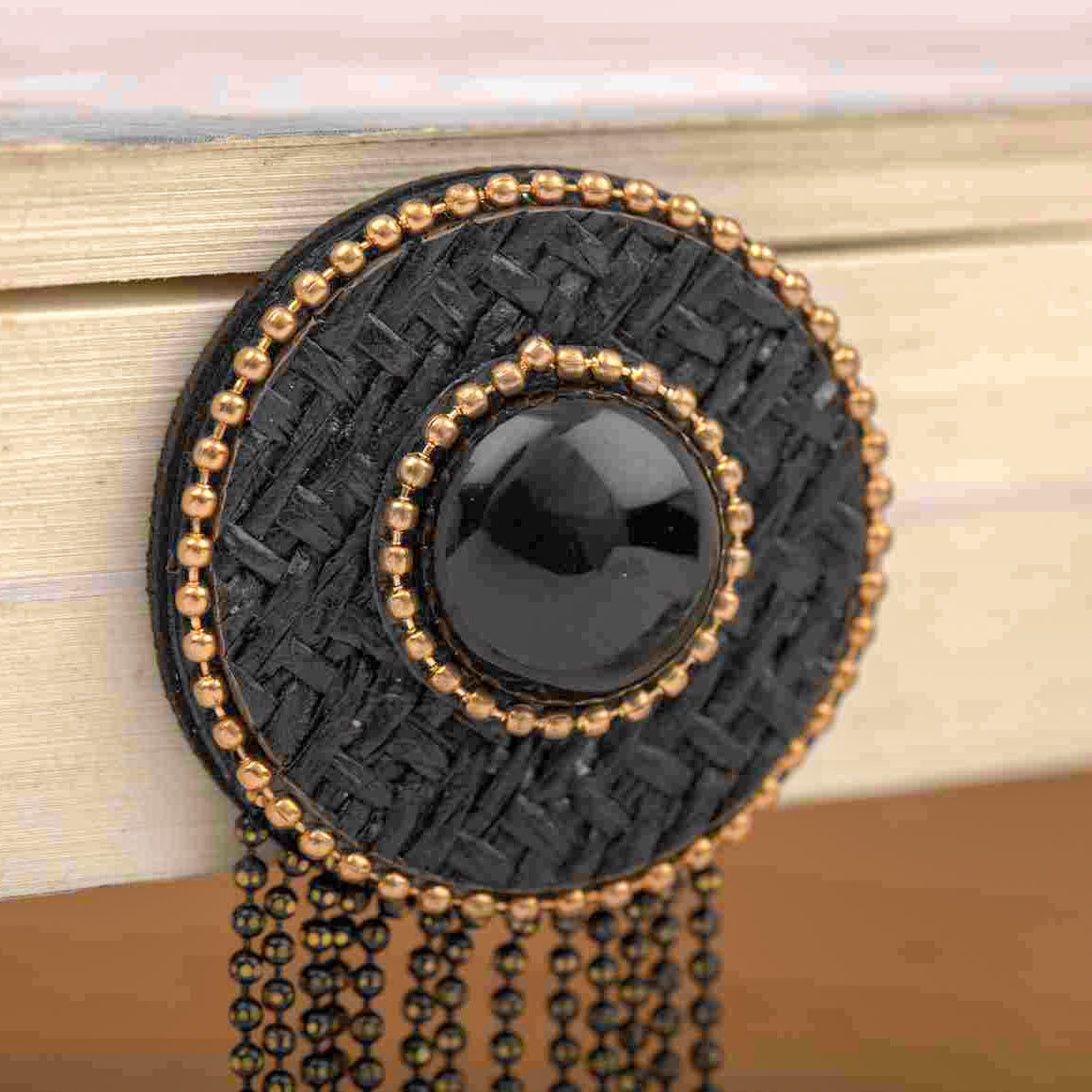 Black Toned Tassel Earrings