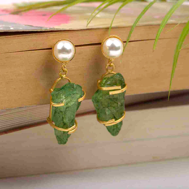 Unformed Green Stone Earrings