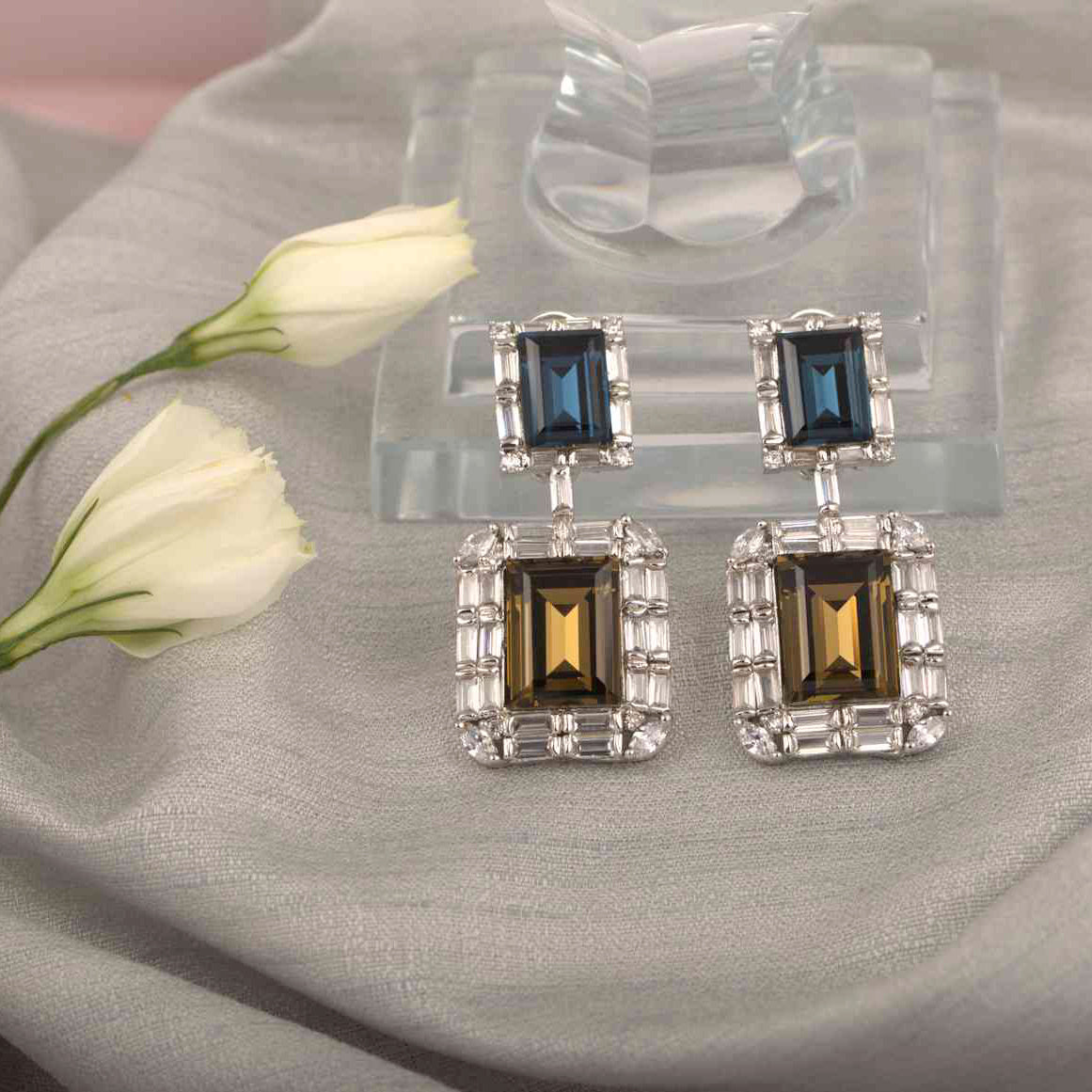 Champagne Swarovski Crystal Earrings