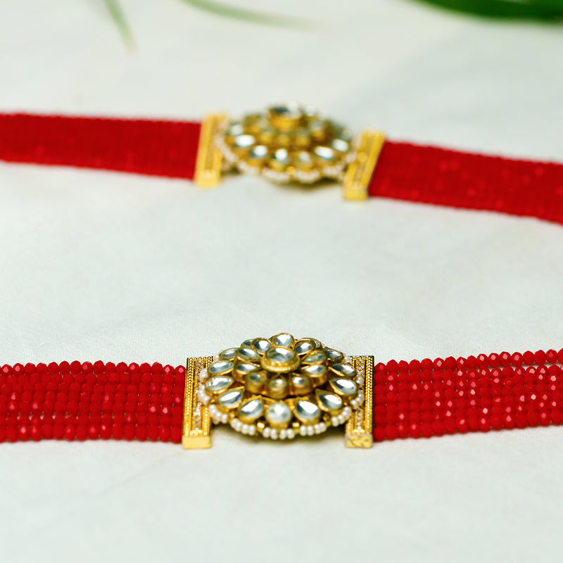 Red Onyx Brooch Necklace Set