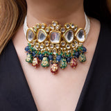 Tanjore Beads Kundan Choker Necklace Set