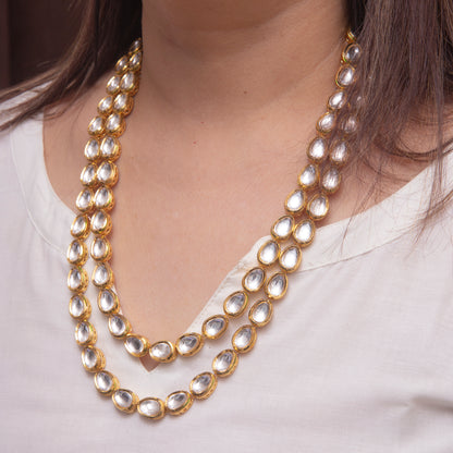 Double Line Polki Necklace