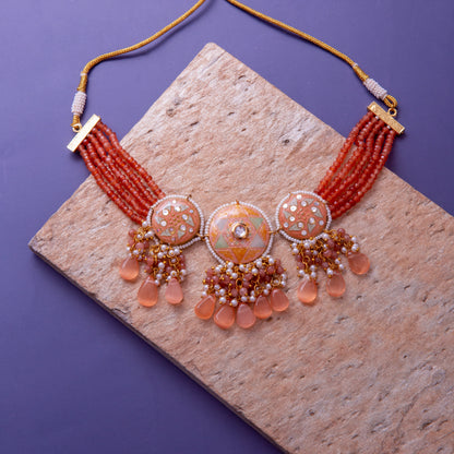 Peachy Toned Enamel Choker Set