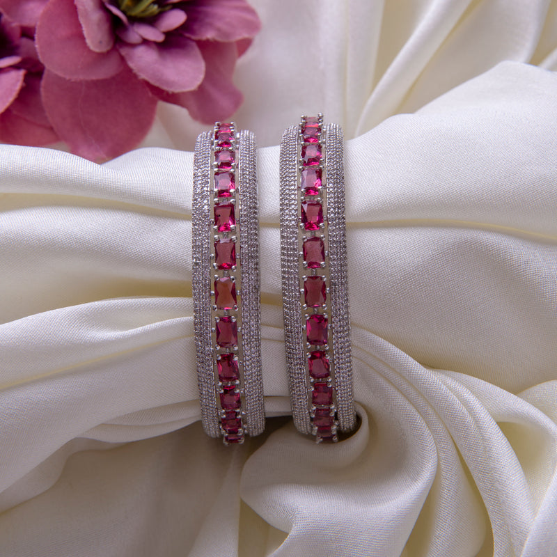 Ruby Colour Broad Bangles