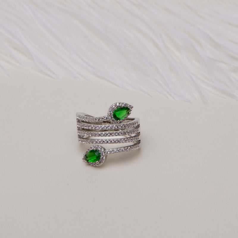 Coloured Stones Spiral Ring