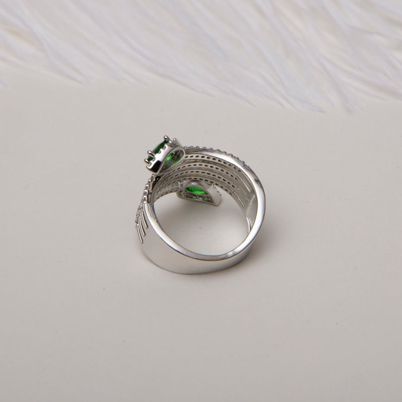 Coloured Stones Spiral Ring