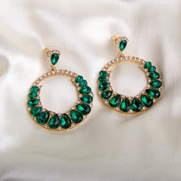 Round Green Earrings