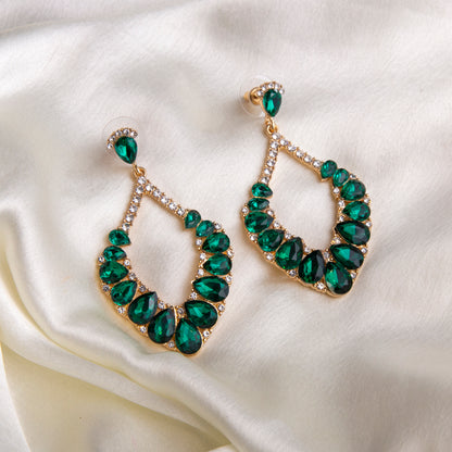 Green Pear Shaped Bling Earrings