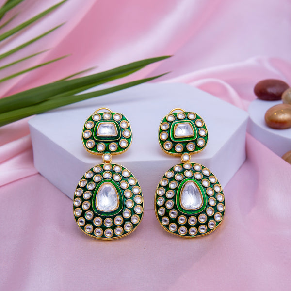 Green Enamelled Earrings