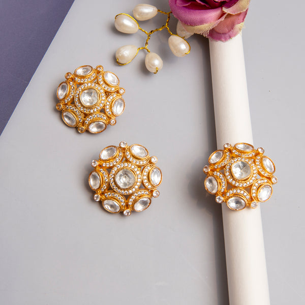 Combo of Polki Studs and Ring