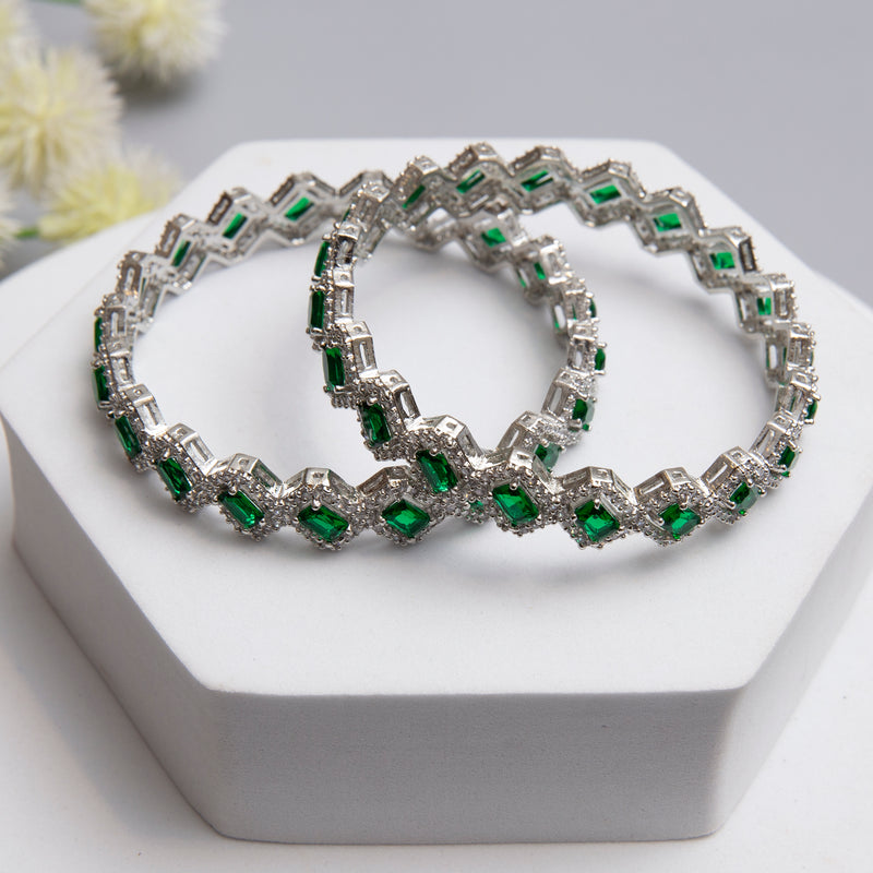 Emerald Colour Stone Studded Bangles