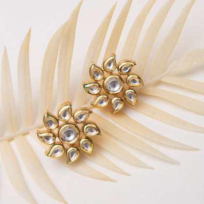 Leafy Kundan Stud Earrings