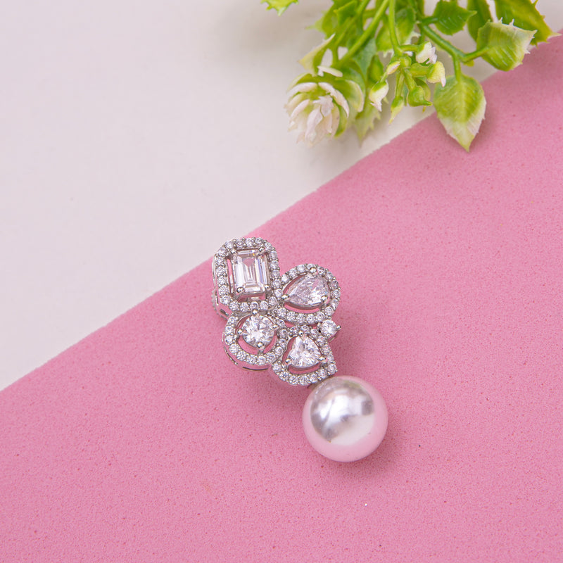 Pearl Drop CZ Earrings