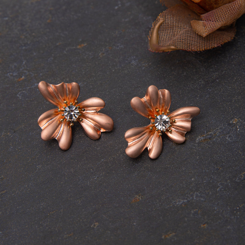 Rosegold Flower Stud Earrings
