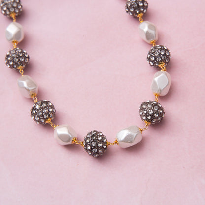 Zirconia Beads Pearl Necklace