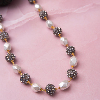 Zirconia Beads Pearl Necklace