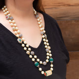 Pearl Necklace Set with Zirconia Balls