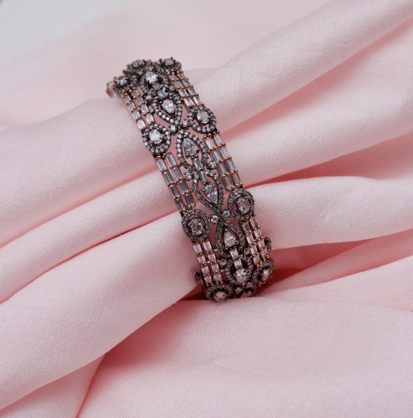 Rose and Black Victorian Openable Bangle