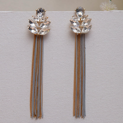 Gold Crystal Tassel Earrings