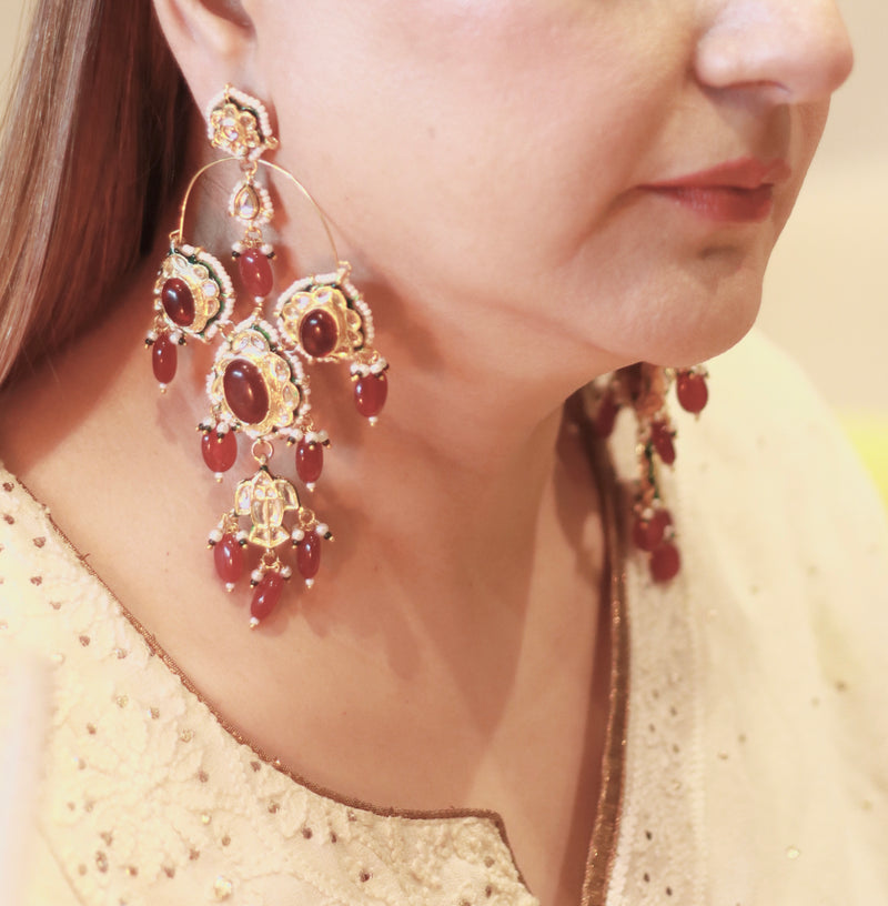 Adara Ruby Drop Chandbali Earrings