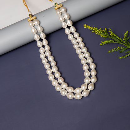 Double Line Pearl Necklace Set