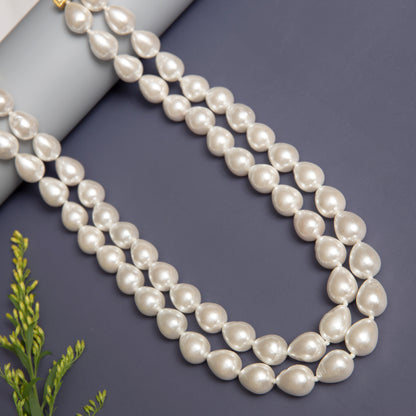 Double Line Pearl Necklace Set