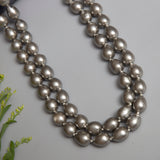 Double Line Grey Pearls Necklace Set