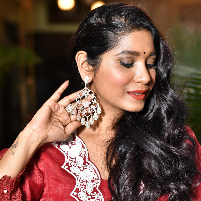 Rosegold Pearl Chandbali