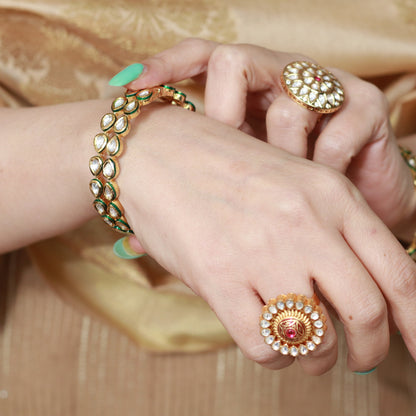 Kundan Double Line Bangle cum Bracelet