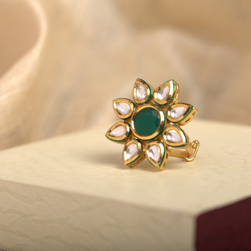 Flower Kundan Polki Ring