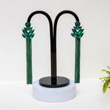 Green Crystal Tassel Earrings