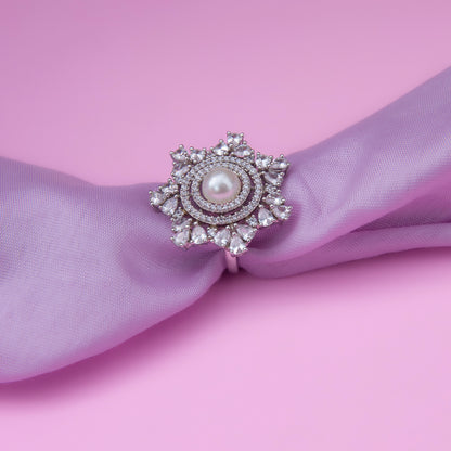 Pearl Studded Adjustable Ring