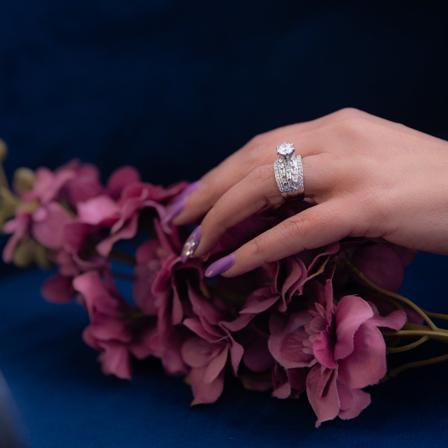 Baguette Pointer Sterling Silver Ring