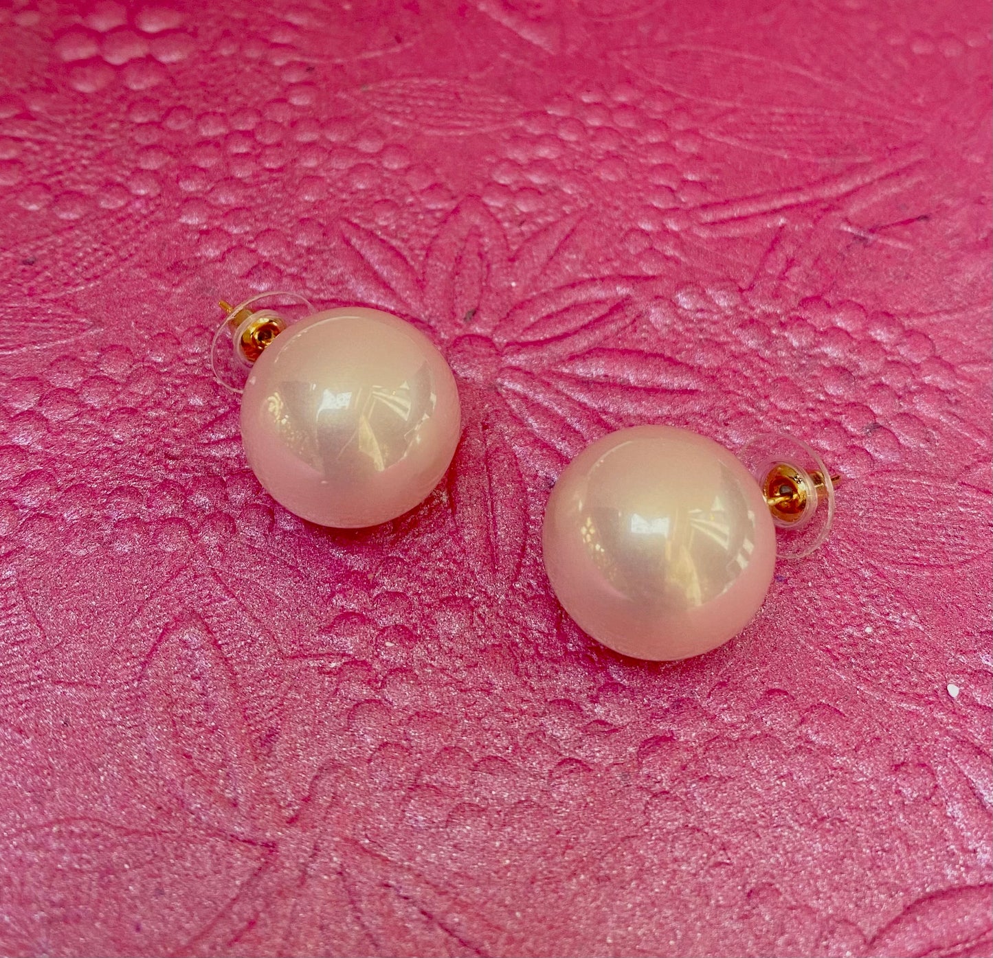 Rosegold Colour 16mm Pearl Studs