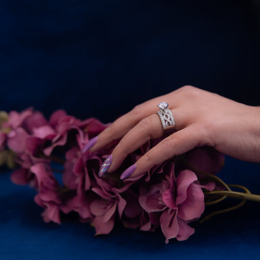 Broad Band Sterling Silver Pointer Ring