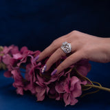 Broad Band Emerald Cut Sterling Silver Ring