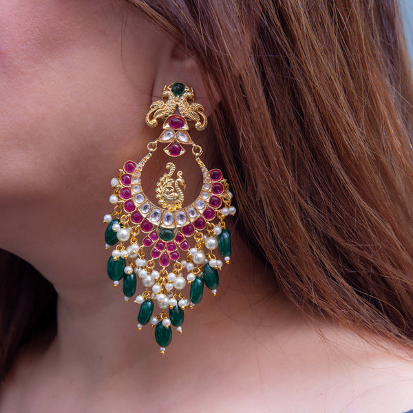 Nazia Emerald Drop Chandbali Earrings