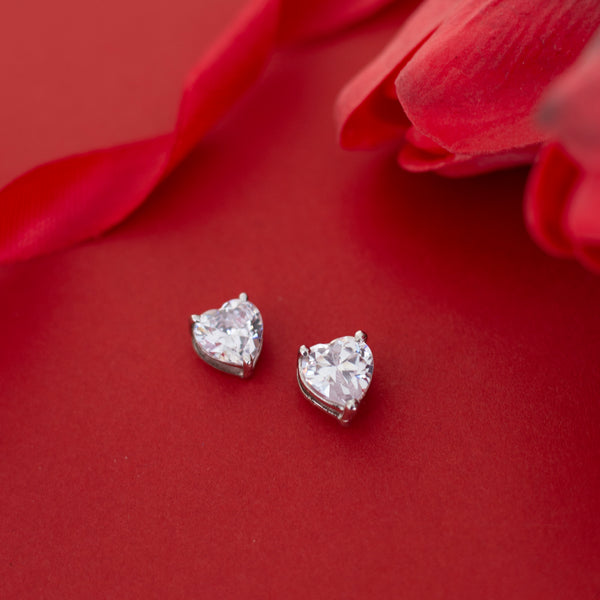 Valentine's Day Special Sterling Silver Heart Shaped Studs