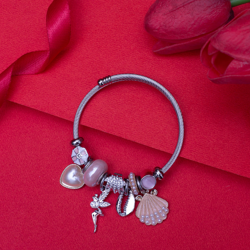 Valentine's Day Special Gold Toned Charms Bracelet