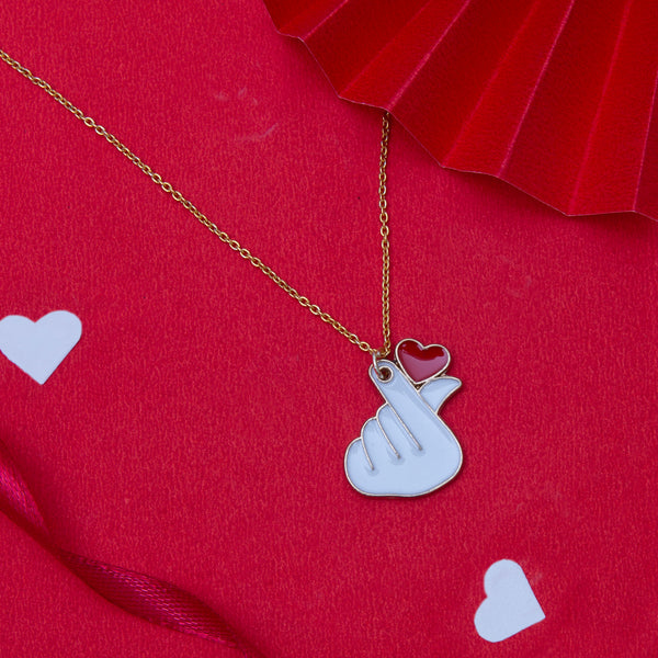 Valentine's Day Special Red Heart Shaped Pendant with Chain