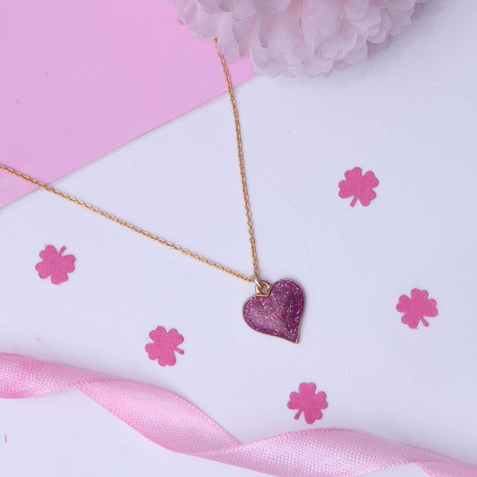 Valentine's Day Special Pink Bling Heart Shaped pendant Chain